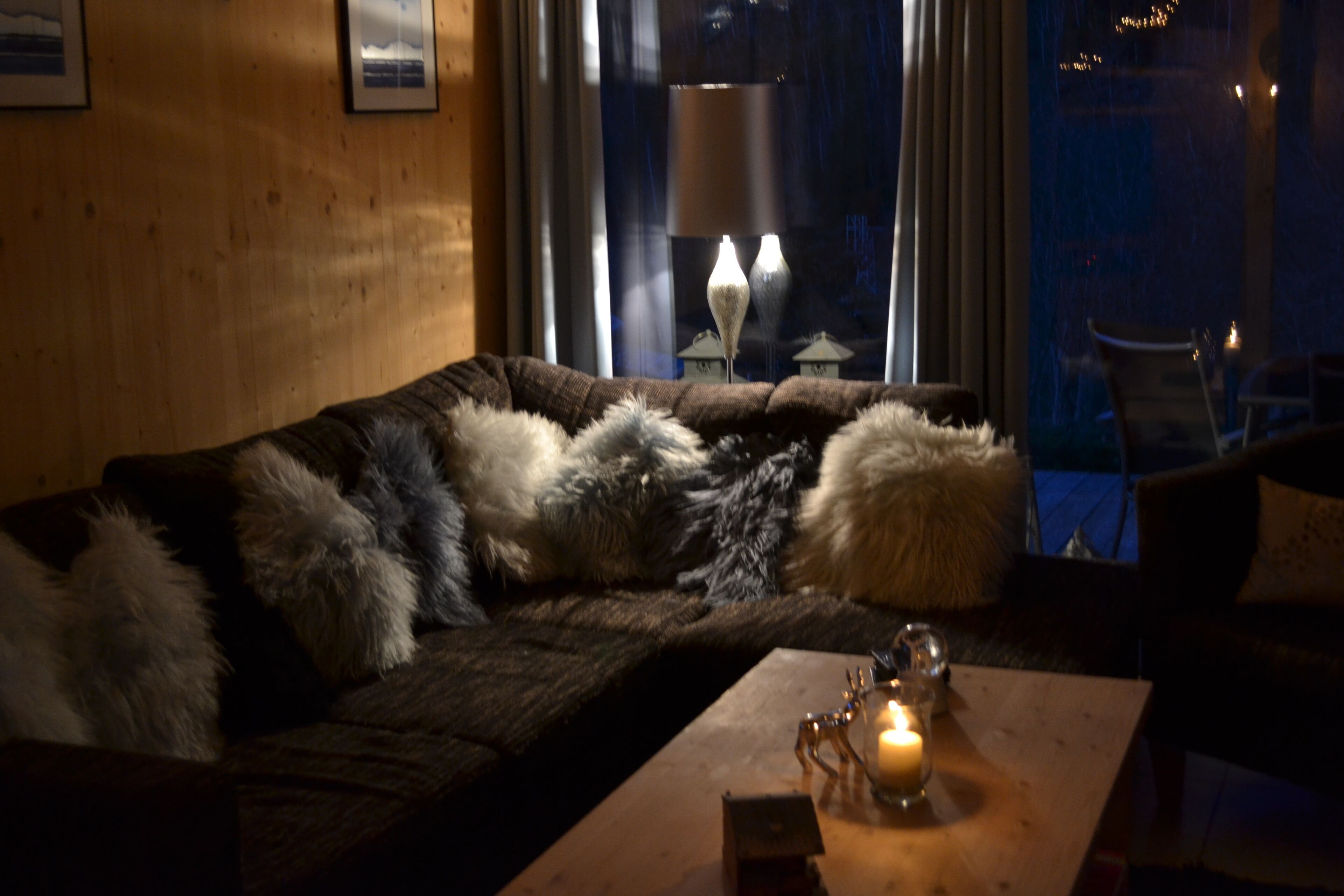 TV connectée, cheminée, lecteur de DVD, livres