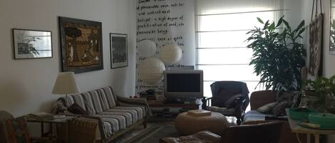 Televisor, reproductor de DVD, futbolí i llibres