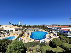 Indoor pool, outdoor pool, sun loungers