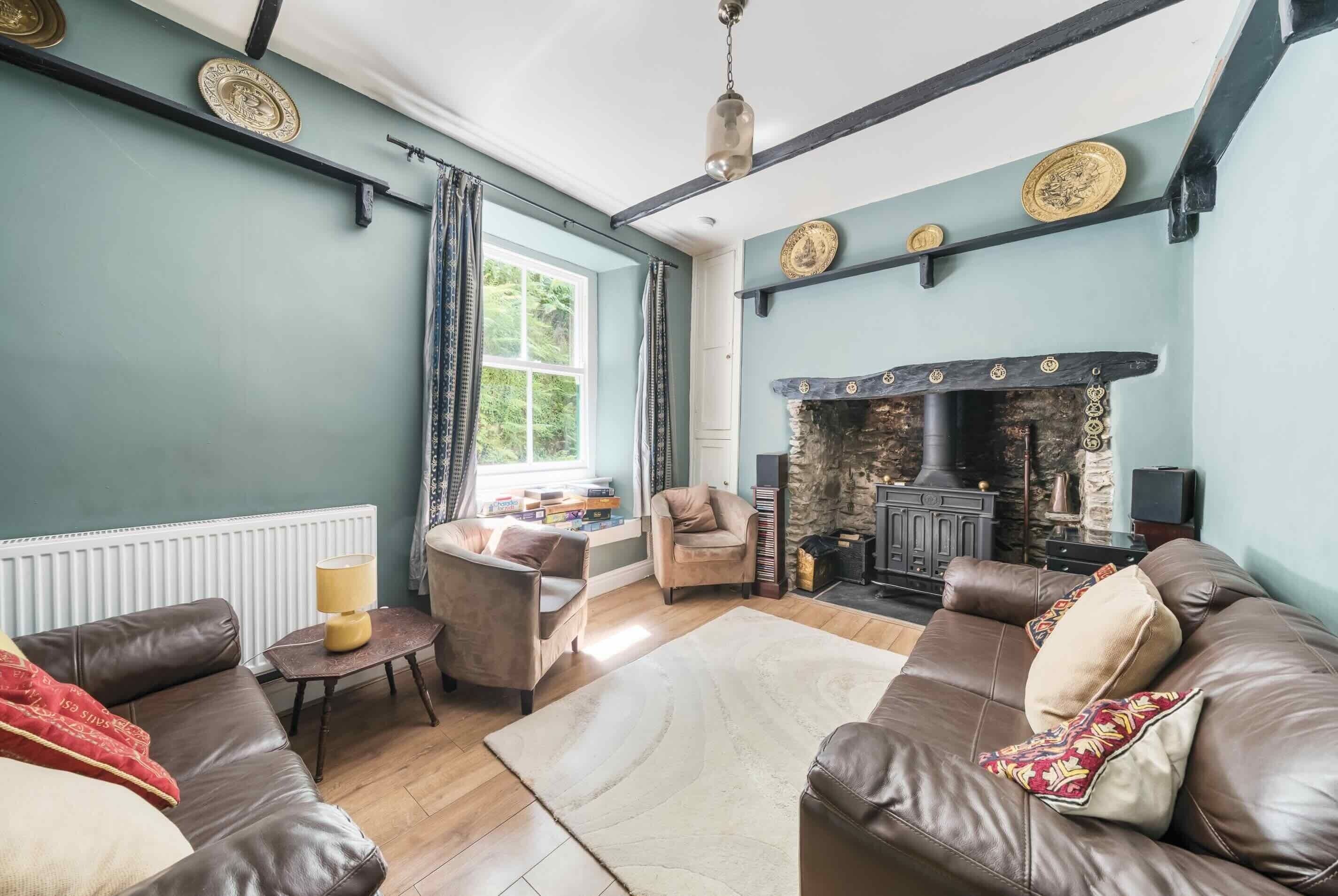 Smart TV, fireplace, video games, DVD player