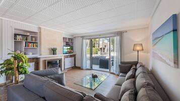 Televisie, een dvd-speler en boeken