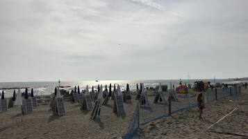 En la playa y toallas de playa