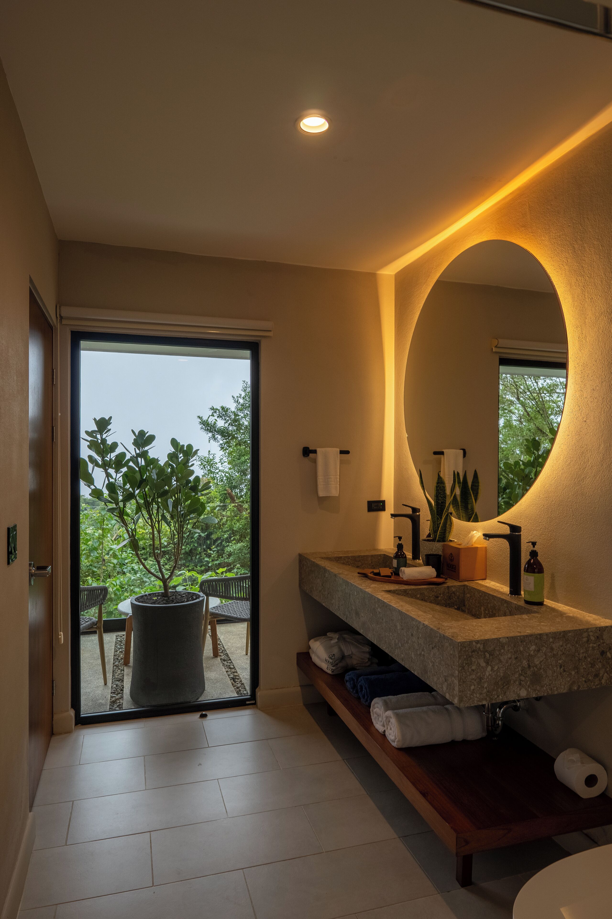 forest signature suite with plunge pool | bathroom | shower, hair dryer, towels