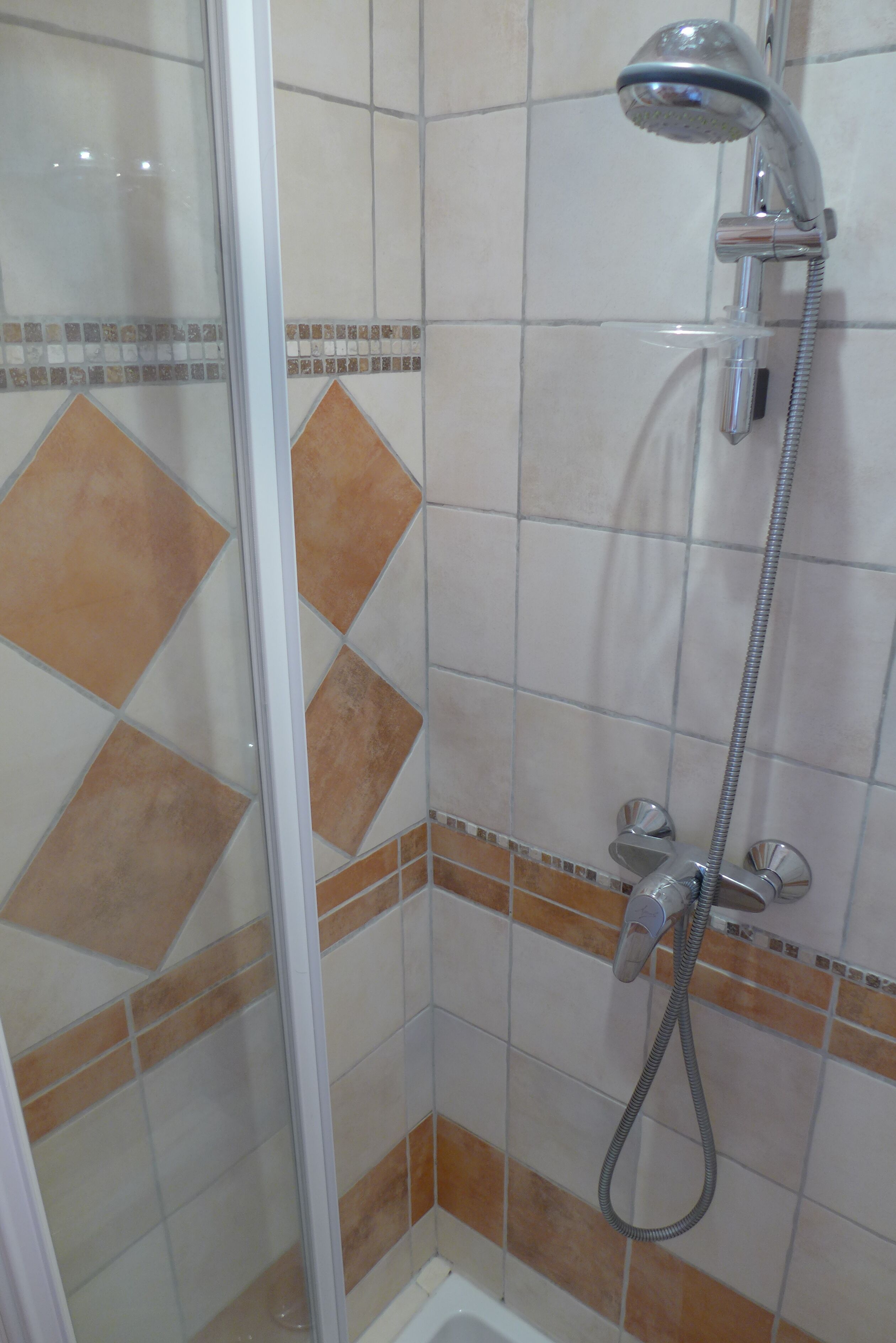 Douche, serviettes fournies, papier toilette