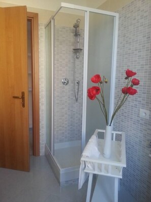 Dusche, Haartrockner, Bidet, Handtücher