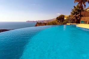An infinity pool, a heated pool