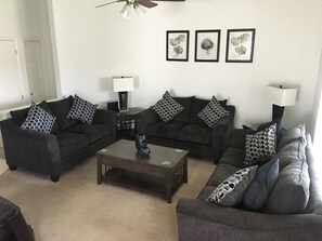 Smart TV, video games, DVD player, foosball