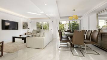 TV connectée, cheminée, lecteur de DVD