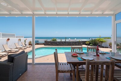 Sea Front, 20 Metres From Sea, With Heated Private Pool And Hot Tub