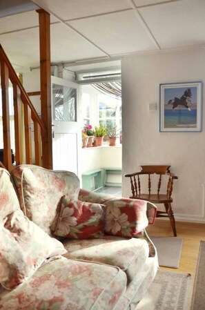 TV, fireplace, DVD player, books