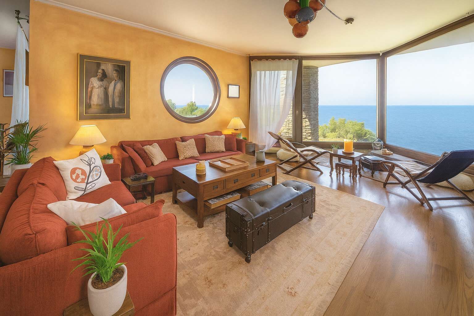 Fernseher, Kamin, Stereoanlage