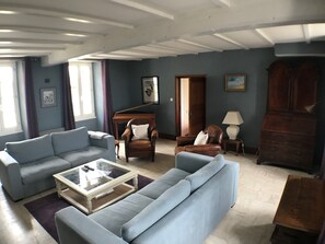 Smart TV, chimenea, reproductor de DVD y libros 