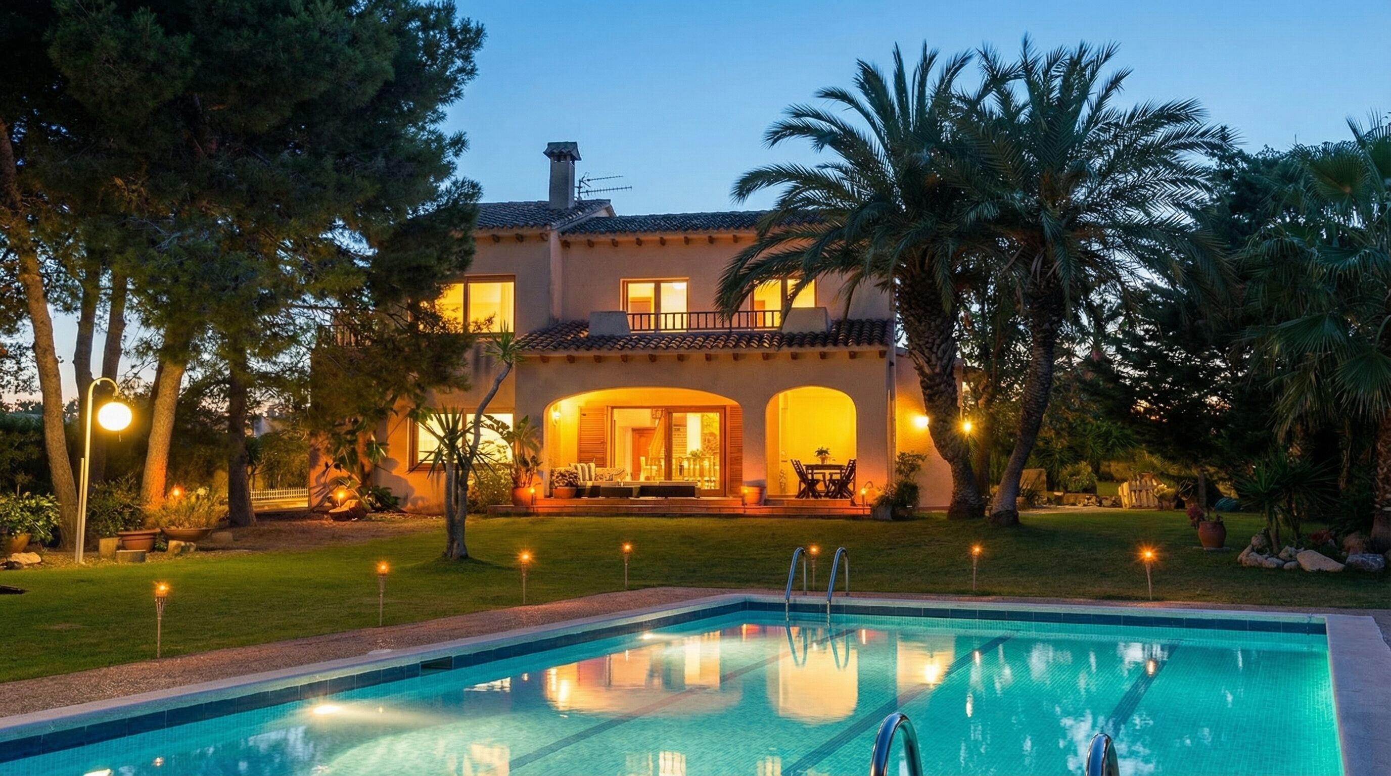 Una piscina al aire libre