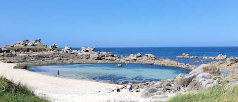 Plage à proximité, chaises longues