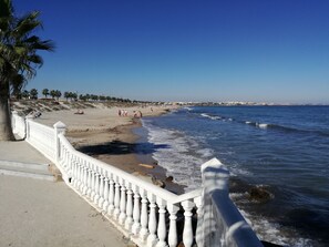 Beach nearby, sun loungers