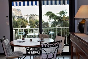 View from sitting room towards clock tower and sea