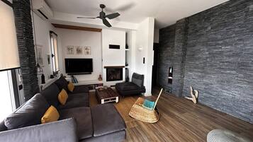 Smart TV, fireplace, Netflix, DVD player