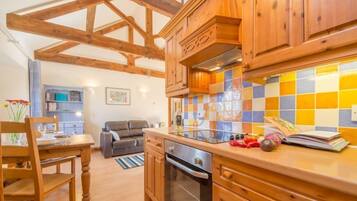 Fridge, microwave, high chair
