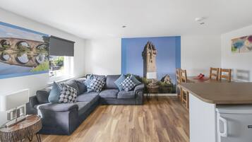 Smart TV, DVD player, books, video library