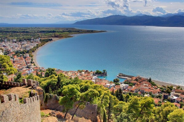 Aerial view - Private Villa, Swimming pool, Garden, Amazing panoramic sea view, Near beach (Skaloma)