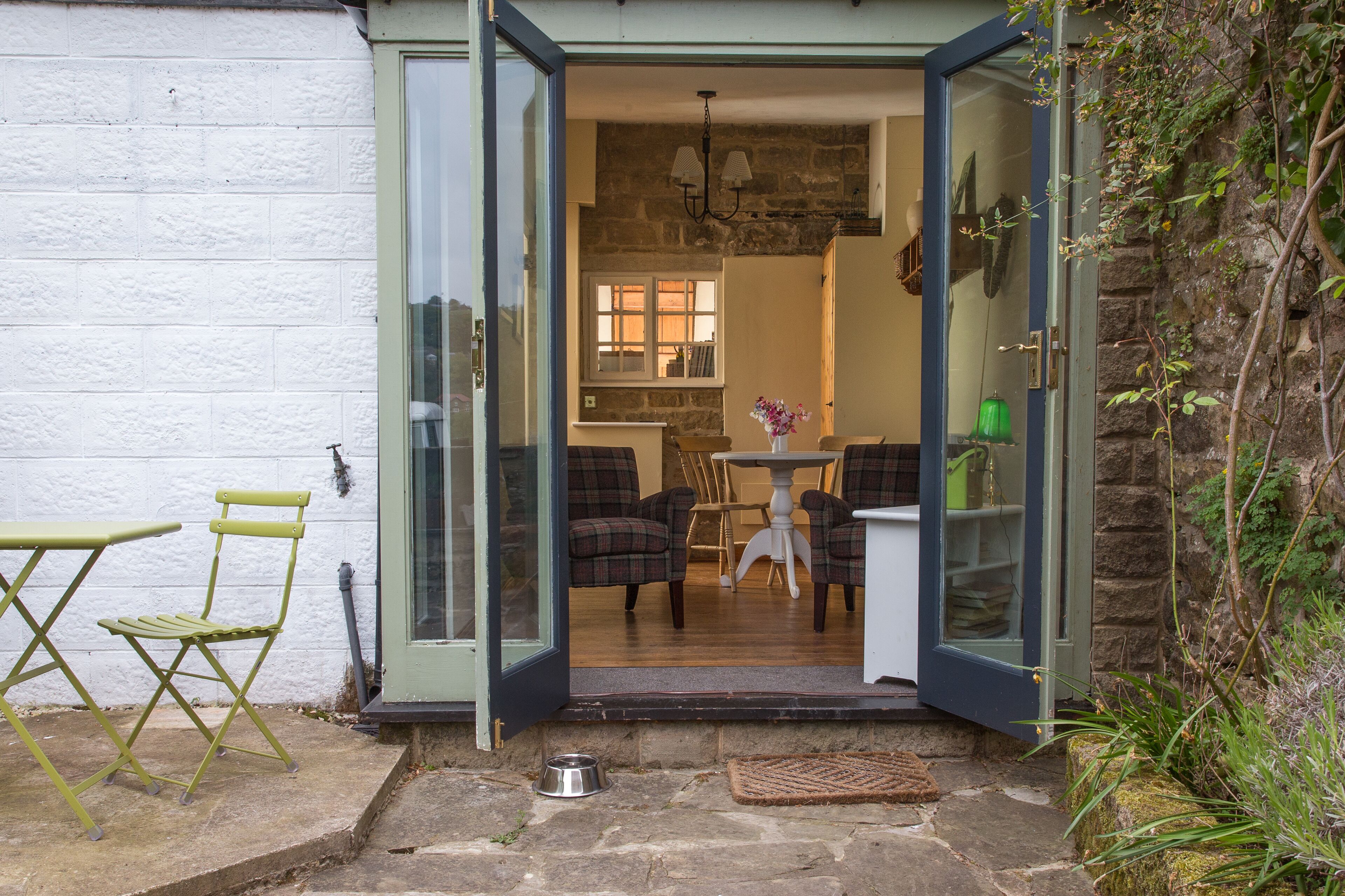 Looking from the rear courtyard into the sun room
