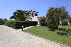 Property grounds - Villa Paolina: private pool, large shady patio, front garden. (Calasetta)