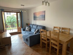 Smart TV, DVD player, books, stereo