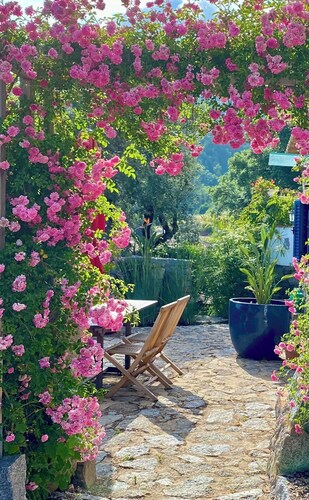 Mountain Retreat in Magical Setting with Heated Pool and Beautiful Garden