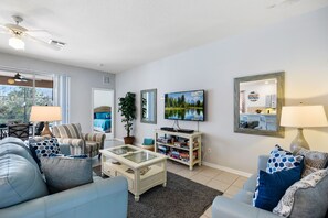 Smart TV, DVD player, ping pong, books