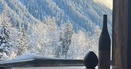 2 bedroom apt, balcony facing Mont Blanc, very close to village & GM ski lift