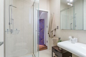 Regadera, secadora de cabello, bidet, toallas