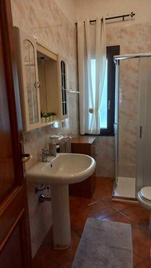 Douche, séchoir à cheveux, bidet, serviettes fournies