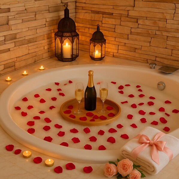 Douche, baignoire à jets, sèche-cheveux, bidet