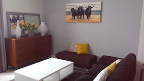 TV, DVD player, books, offices
