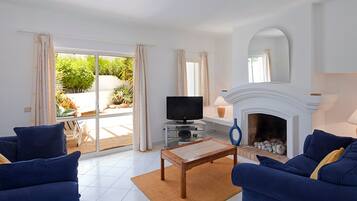 Smart TV, DVD player, books, video library