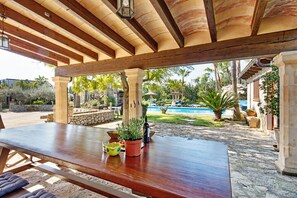 Outdoor dining - Stunning Villa, with large pool & gardens (Crestatx)
