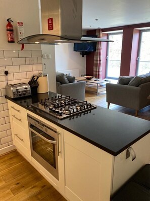 Fridge, microwave, oven, stovetop - Two bedroom 2nd floor apartment at The Highland Club. Sofa bed sleeps 6 people. (Fort Augustus)