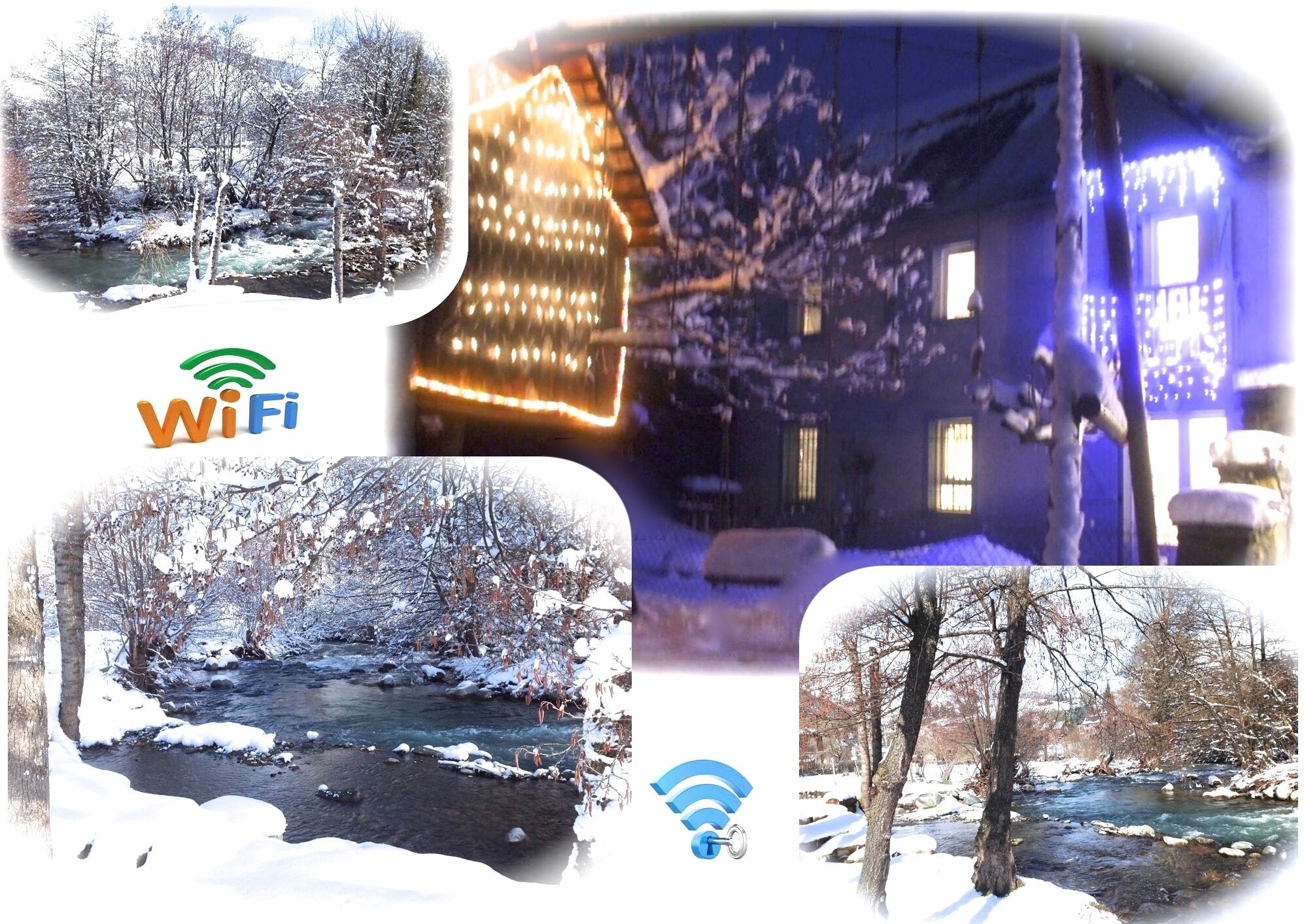 A mountain house is located on the banks of a river *** 