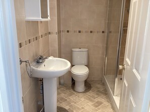 Shower, hair dryer, toilet paper