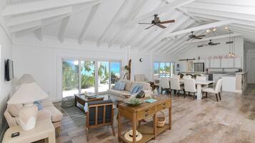 Smart TV, DVD player, books, video library