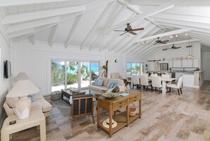 Smart TV, DVD player, books, video library