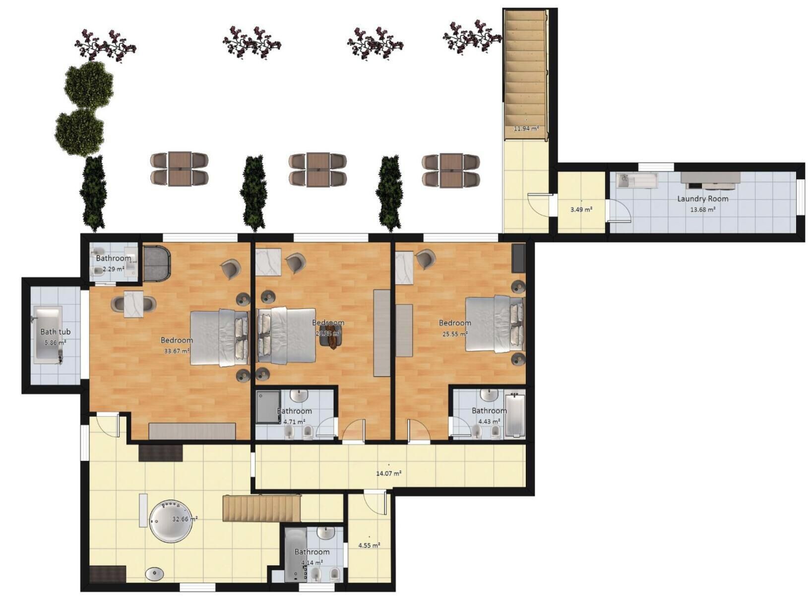 Grundriss der unteren Etage