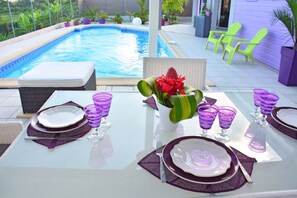 Outdoor pool - Amethyst comfortable villa, private swimming pool 9x4m salt, close to beaches (Le Robert)