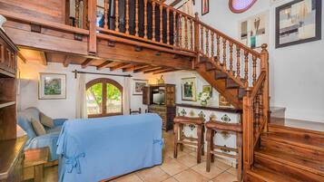 TV, fireplace, DVD player, books