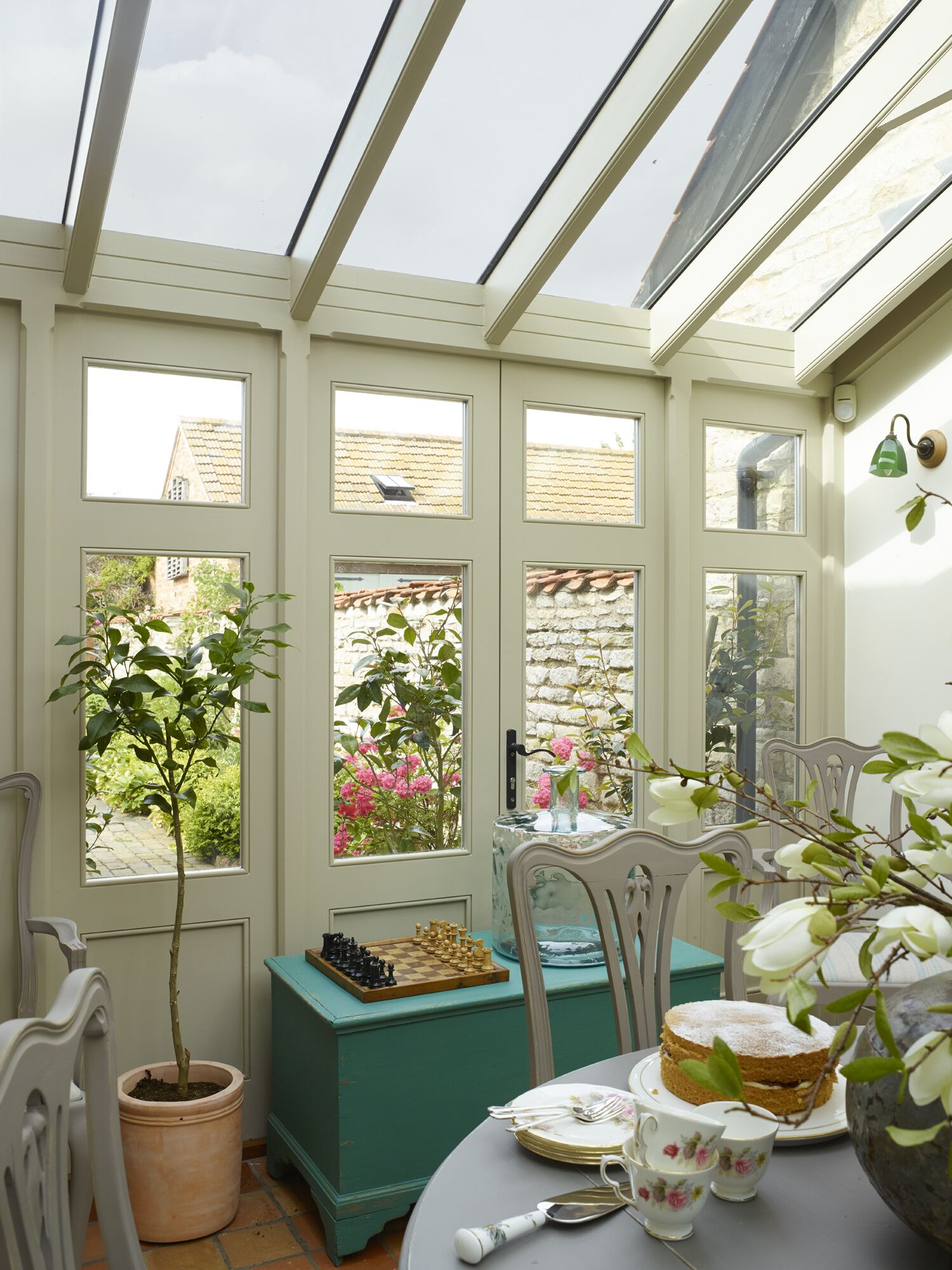 View of rear garden from conservatory