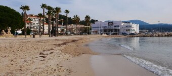 Hyper city center with sea-view terrace, right on the beach.