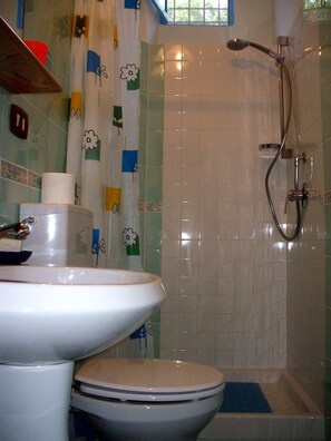Dusche, Haartrockner, Handtücher