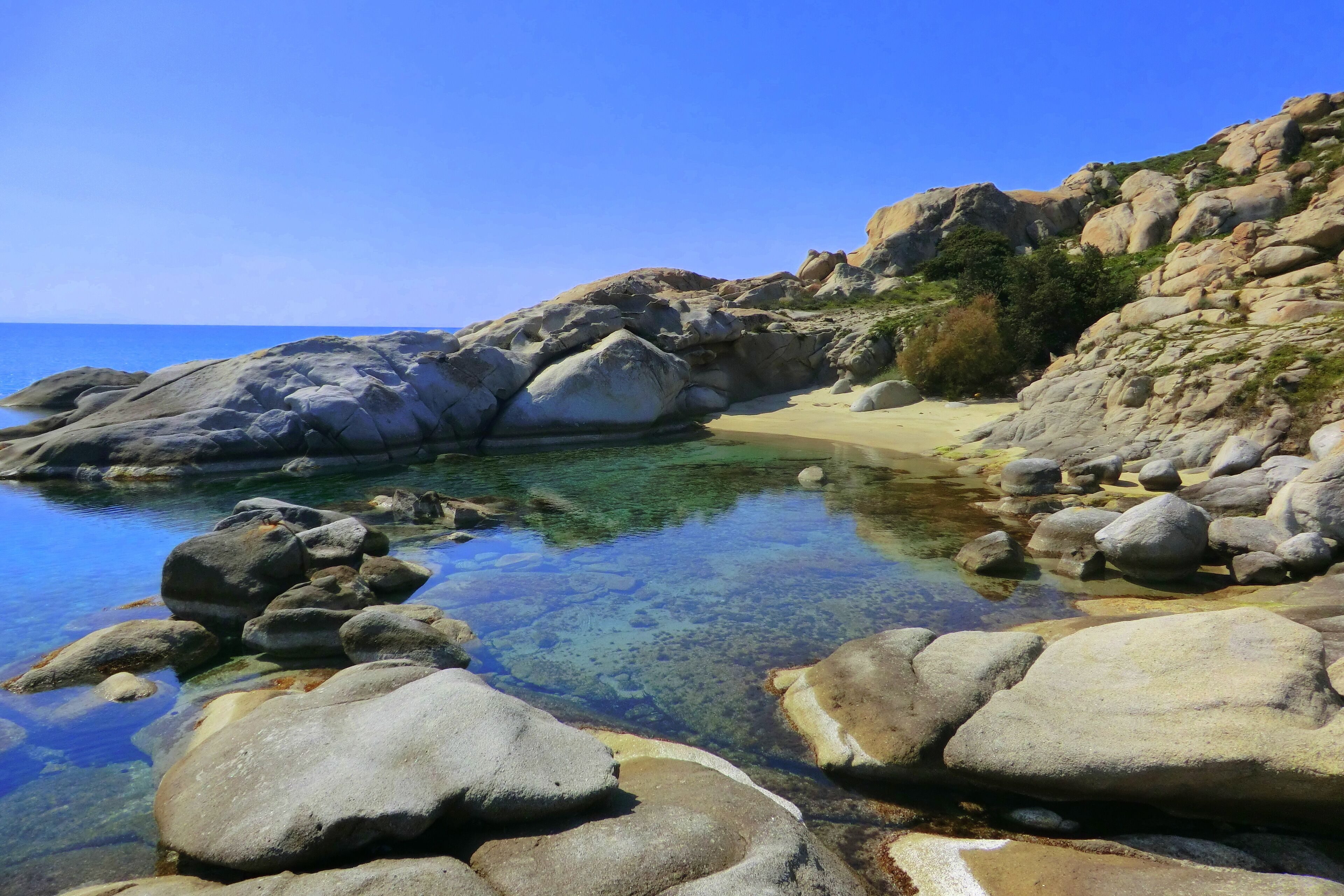 On the beach, sun loungers