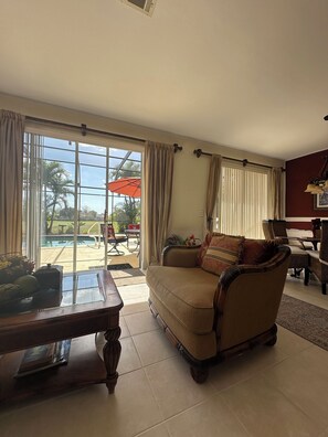 Smart TV, DVD player, books, video library