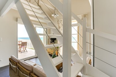 Large villa on front line beach with superb view , large enclosed garden    